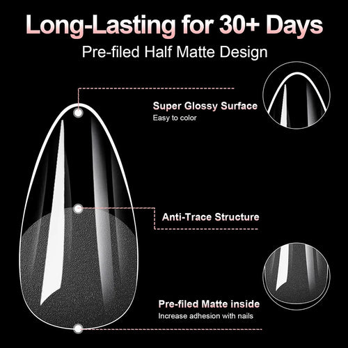 100pcs/box 10 types Fake Nail Tips Coffin Press on Nail Clear Full Cover