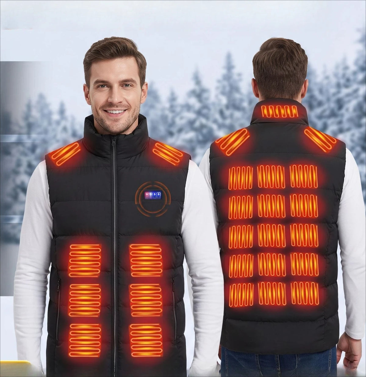 Smart Electric Heated Vest, 3-Zone Adjustable Temperature Thermal Waistcoat for Men Women,