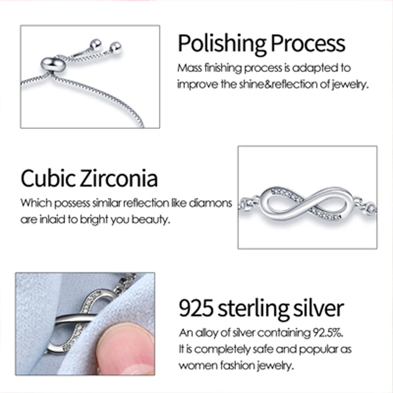 Sparkling Star Bracelet 925 Silver Original One-Size-Fits-All Soft Links Bracelet Zircon Chain For DIY Charms Jewelry Gift New