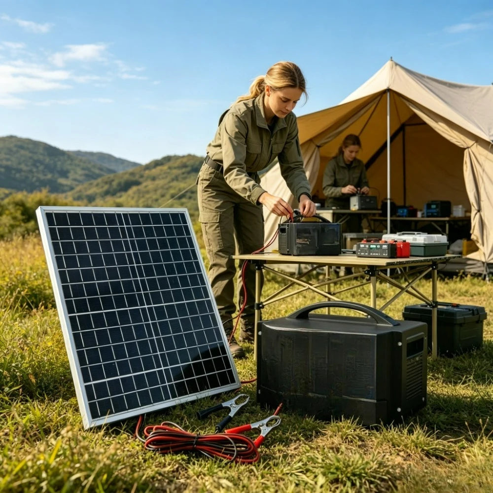 Solar Power Portable Panel Kit Monocrystalline 12W Aluminum Frame