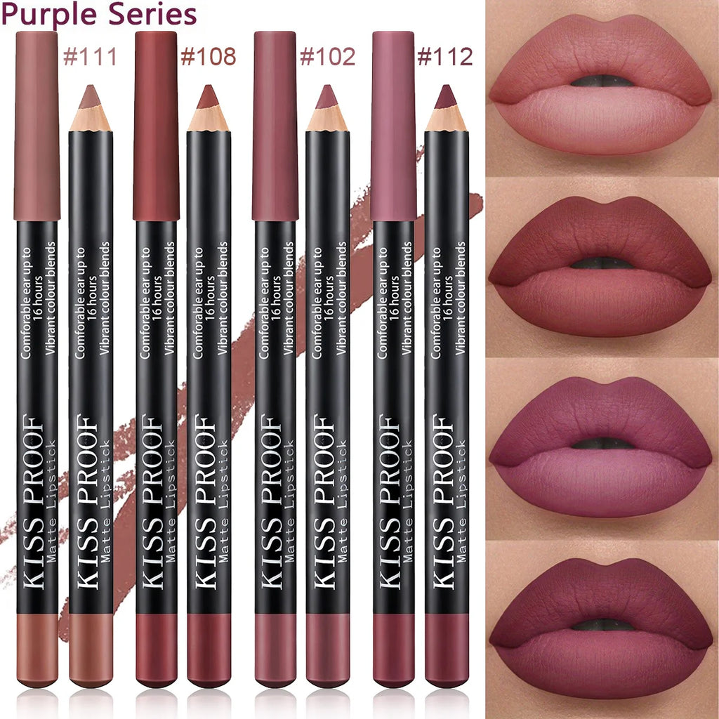 4Pcs/Set Wood Lipstick Nude Brown, Velvet Matte, Long Lasting Waterproof