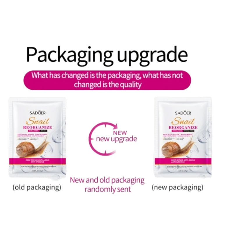 5-Piece Set of Sadoer Snail Collagen Mask, Firming and Moisturizing,