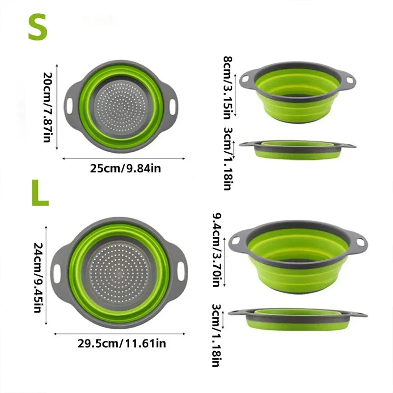 Silicone Folding Drain Basket Fruit Vegetable Washing