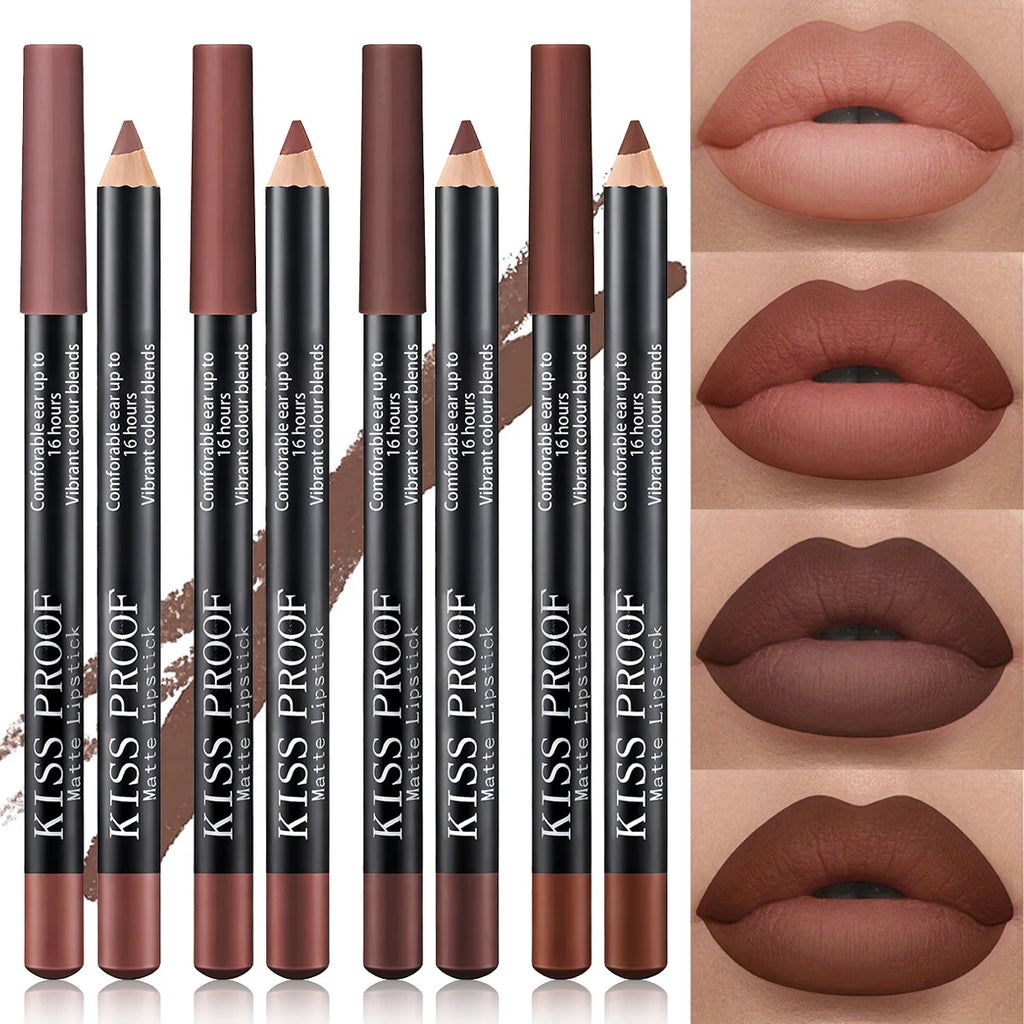 4Pcs/Set Wood Lipstick Nude Brown, Velvet Matte, Long Lasting Waterproof