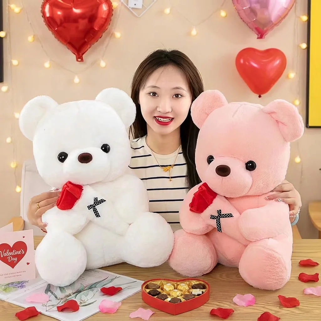 Wedding Rose Bear Plush Toy Cute Stuffed Animal Gift