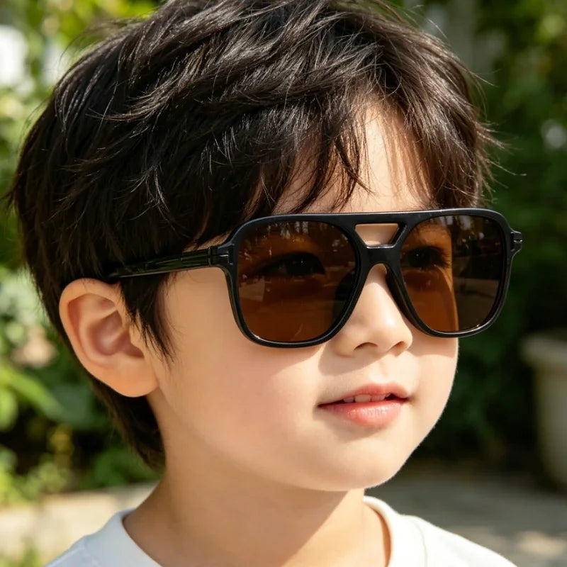 Children Double Girder Pilot Large Frame Sunglasses