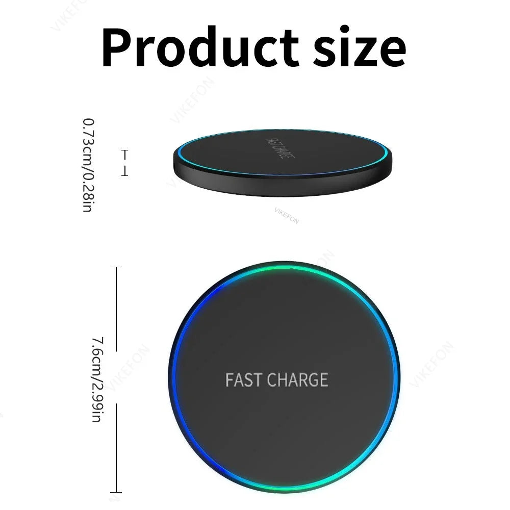 Mini Wireless Charger Pad LED Light Stand For iPhone 17 16 15 14 13 12 Samsung S25 S24 SXiaomi AirPos Pro Fast Charger tation