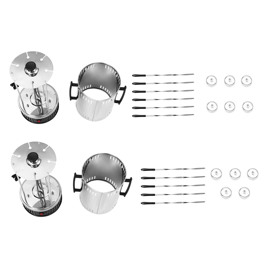 1000W Vertical Electric Grill 5/6 Skewer Stainless Steel Auto Rotating Kebab Machine with Oil Drip Pan for Kebobs Shawarma BBQ