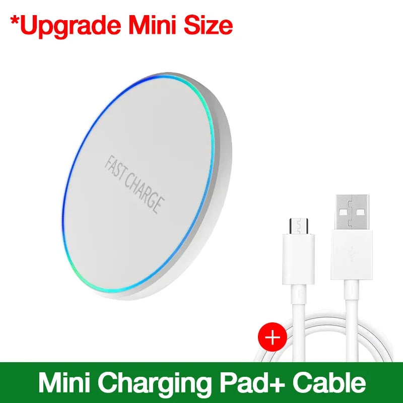 Mini Wireless Charger Pad LED Light Stand For iPhone 17 16 15 14 13 12 Samsung S25 S24 SXiaomi AirPos Pro Fast Charger tation