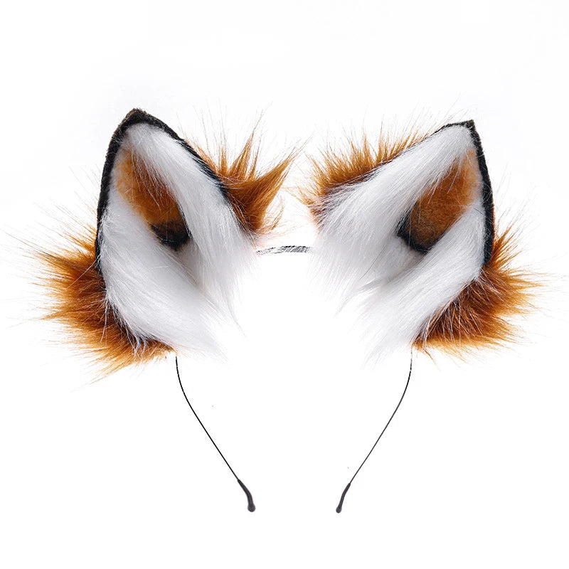 Furry Animal Cat Fox Ear Hair Hoops Adjustable Halloween