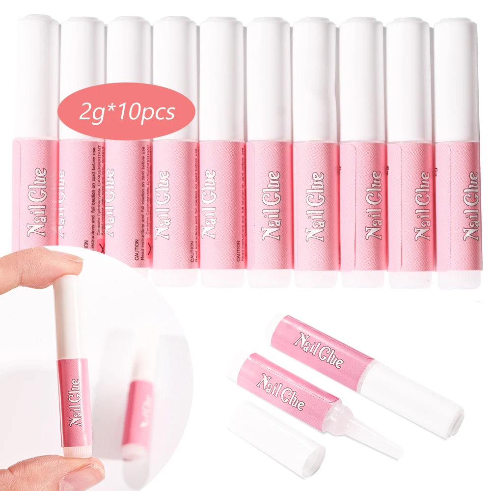 10/7/5/2g Fast Drying Nail Glue for Nail Tips Super Strong Adhesive Liquid Glue Rhinestones Gel Glue With Brush Manicure Tools #