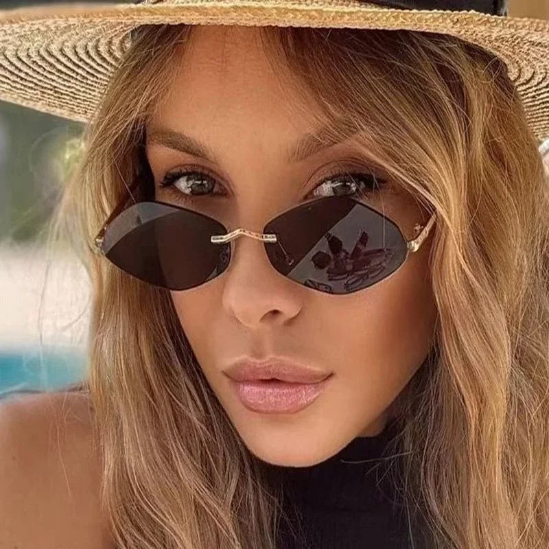 Rimless Diamond Shape Women Sunglasses 2026 Vintage New in Sunglasses Trendy Girls Sun Glasses Очки Солнечные Женские