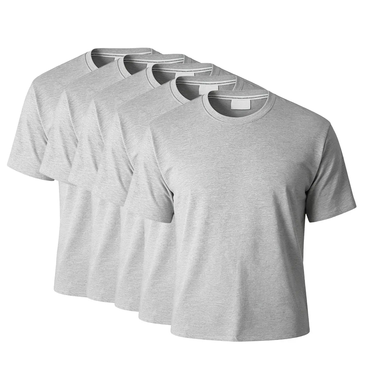 100% Cotton T shirt 5 Pack Soft Breathable Colorfast Men's Women's Summer Crew neck