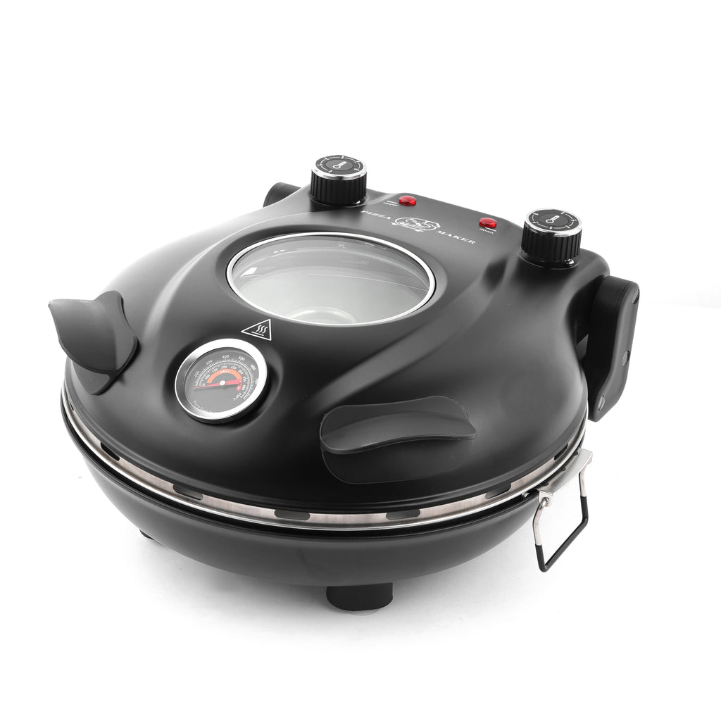 Klaif Electric Pizza Maker 420℃ 1200W 5 Separate Dual Temperature Levels Flame Resistant Stone Plate 12inch Pizza Oven 10Minute