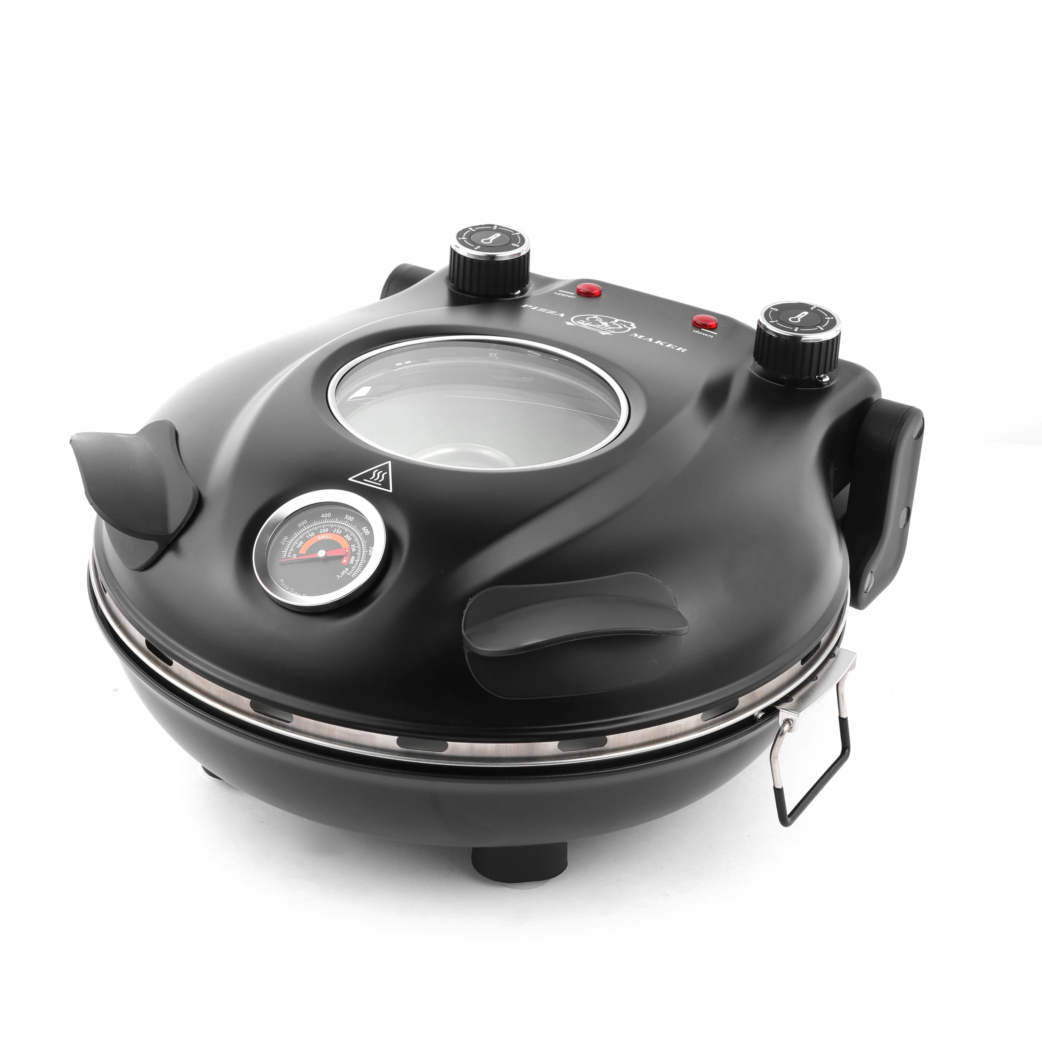 Klaif Electric Pizza Maker 420℃ 1200W 5 Separate Dual Temperature Levels Flame Resistant Stone Plate 12inch Pizza Oven 10Minute