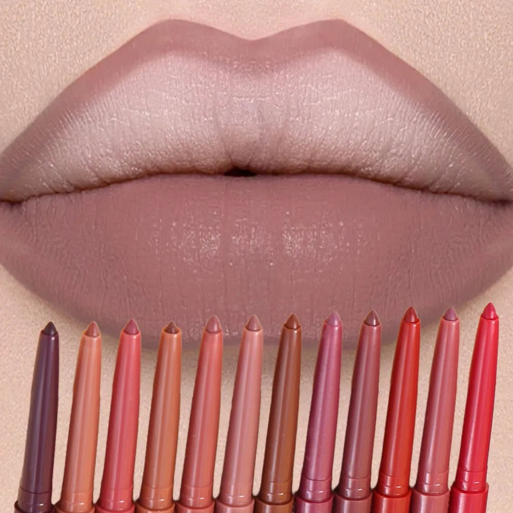 Multi Color Matte Lip Liner Crayon, Velvet Waterproof Lip Pencil