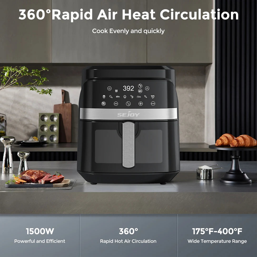Air Fryer 8-in-1,6 Quart Electric Hot Fryer Oven Oilless Cooker.