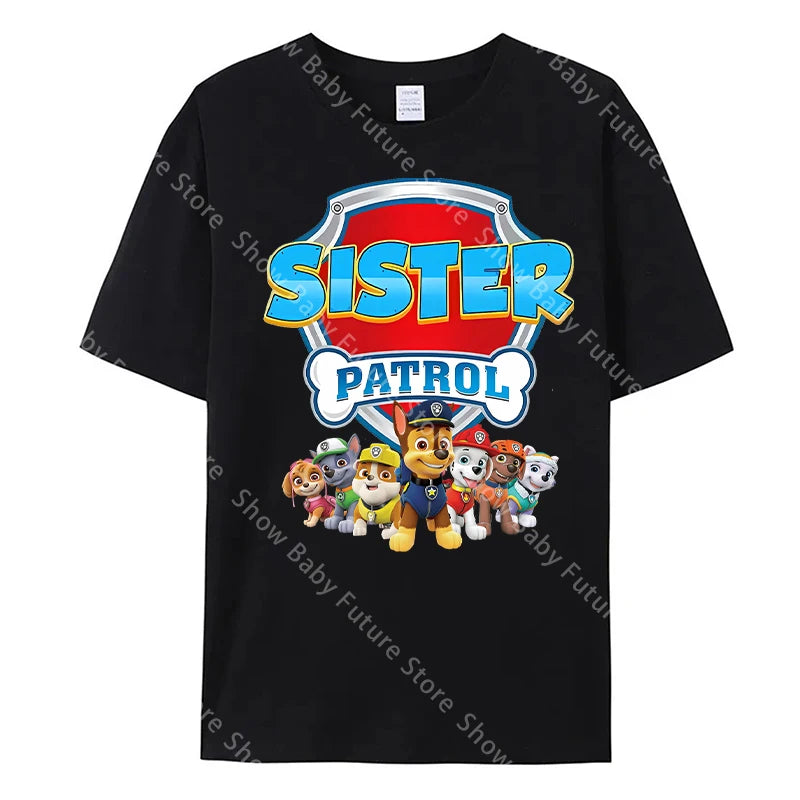 Paws Patrols Adult Dad Mom T-Shirt Tops Man Woman Summer Parent-child Clothing Tee Family Clothes Cartoon Anime Birthday Gifts