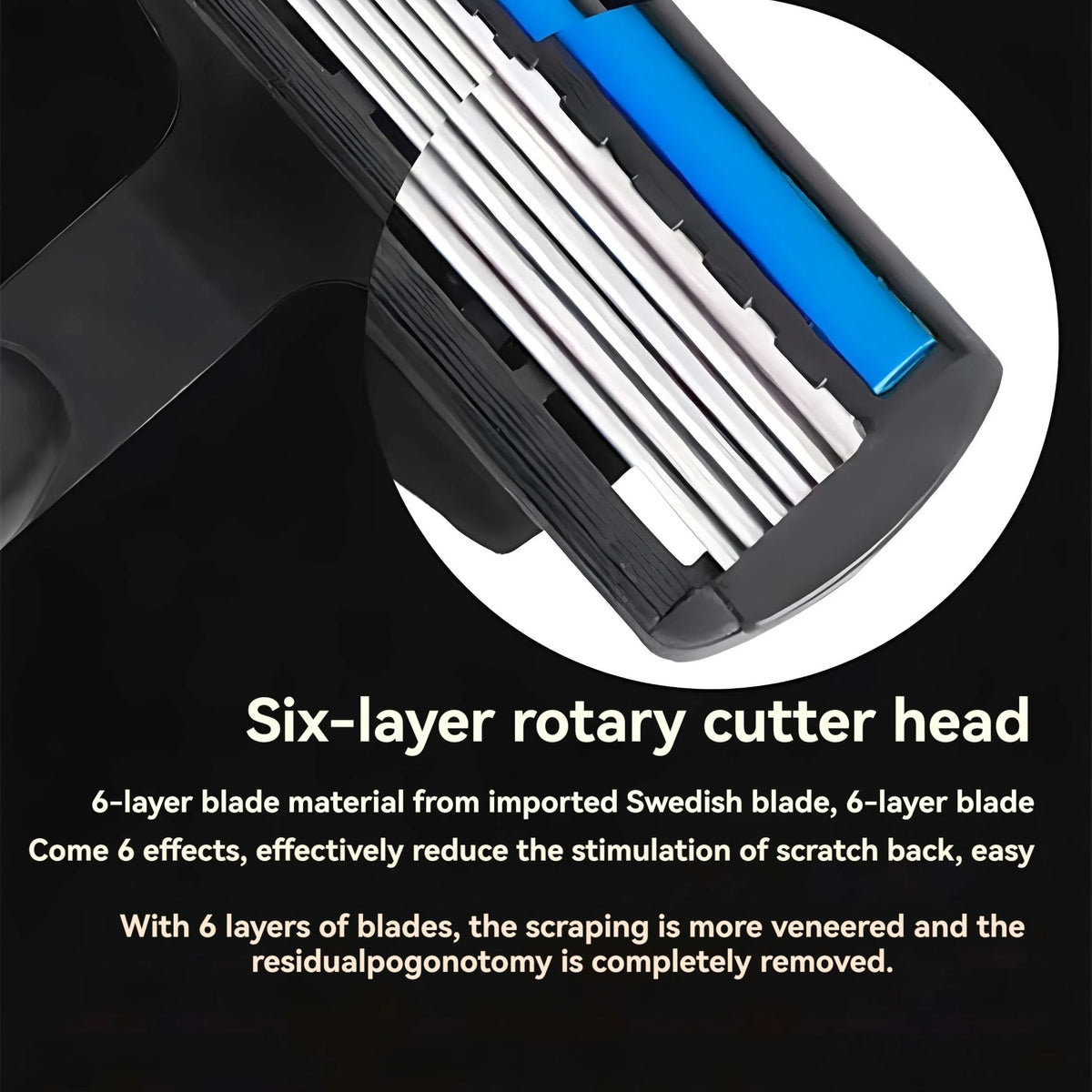 6-layer Stainless Steel Blade Men Razor Washable For Travel For Home