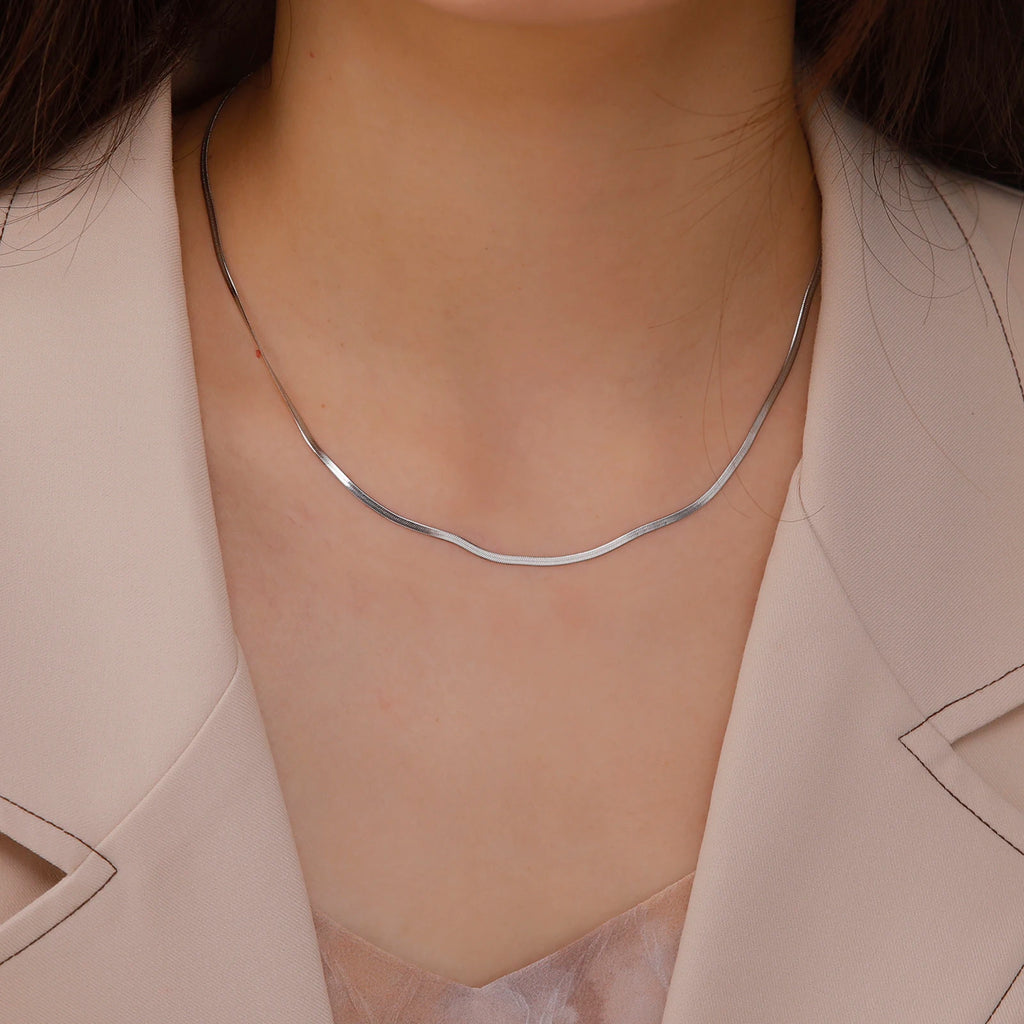 Skyrim Stainless Steel Snake Chain Necklace for Women Men Gold Color Herringbone Choker Neck Chains 2026 Trend Jewelry Gift Hot