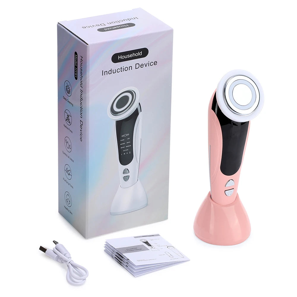 EMS Facial Massager LED Light therapy Sonic Ion Vibration Skin Tightening Face Lifting Anti Wrinkle Beauty Device Skin Care Tool
