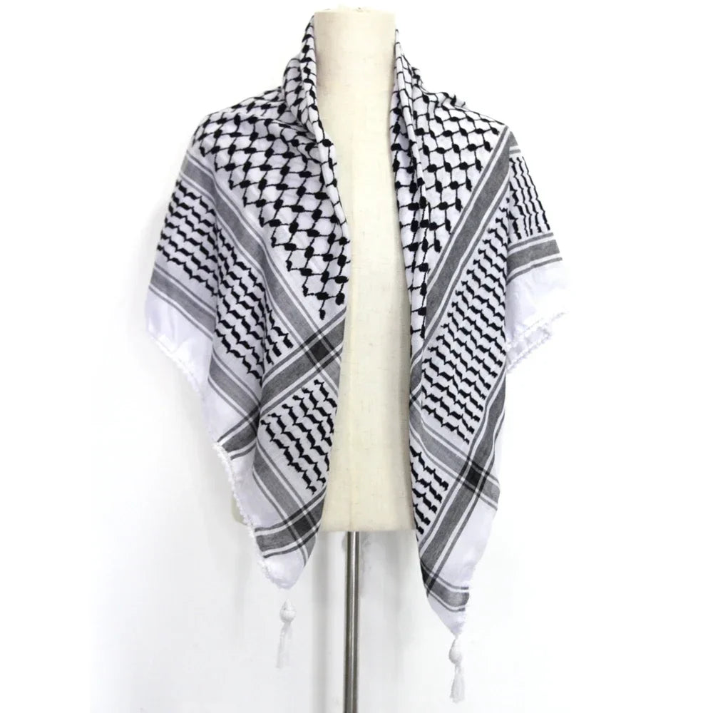 Original Kuffiyeh Cotton Woven Palestine Kufiya Arafat scarf shemagh sewn Arab keffiyeh shawl 110x110cm