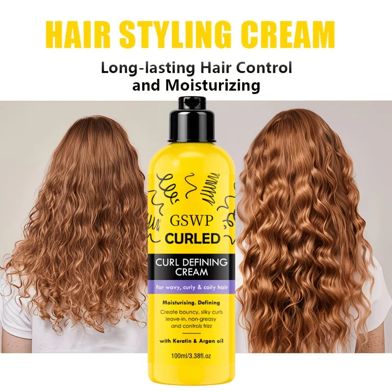 GSWP Argan Oil Curl Cream. Tames frizz and smooths curly hair.