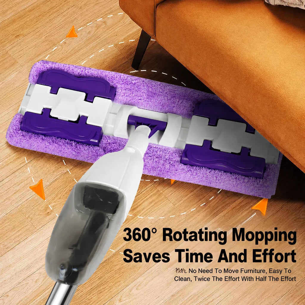 2 in 1 Spray Mop with 5 Microfiber Pads Wet & Dry Use Mop No Hand Washing