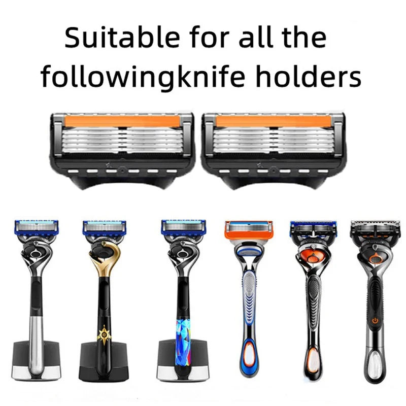 Retro Stainless Steel Manual Shaver with 5-Layer Razor Blade Reusable Wet Shaving Scratch Resistant Hair Removal Tool