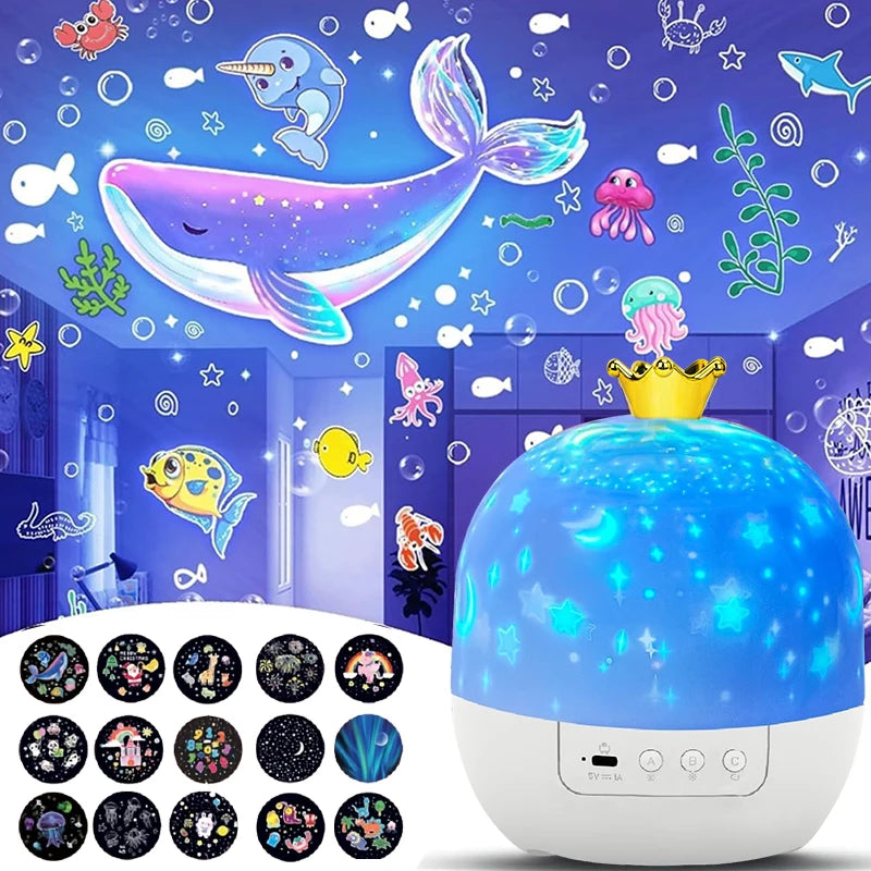 Crown Star Light Projection Rotating Star Bedroom Ceiling Atmosphere
