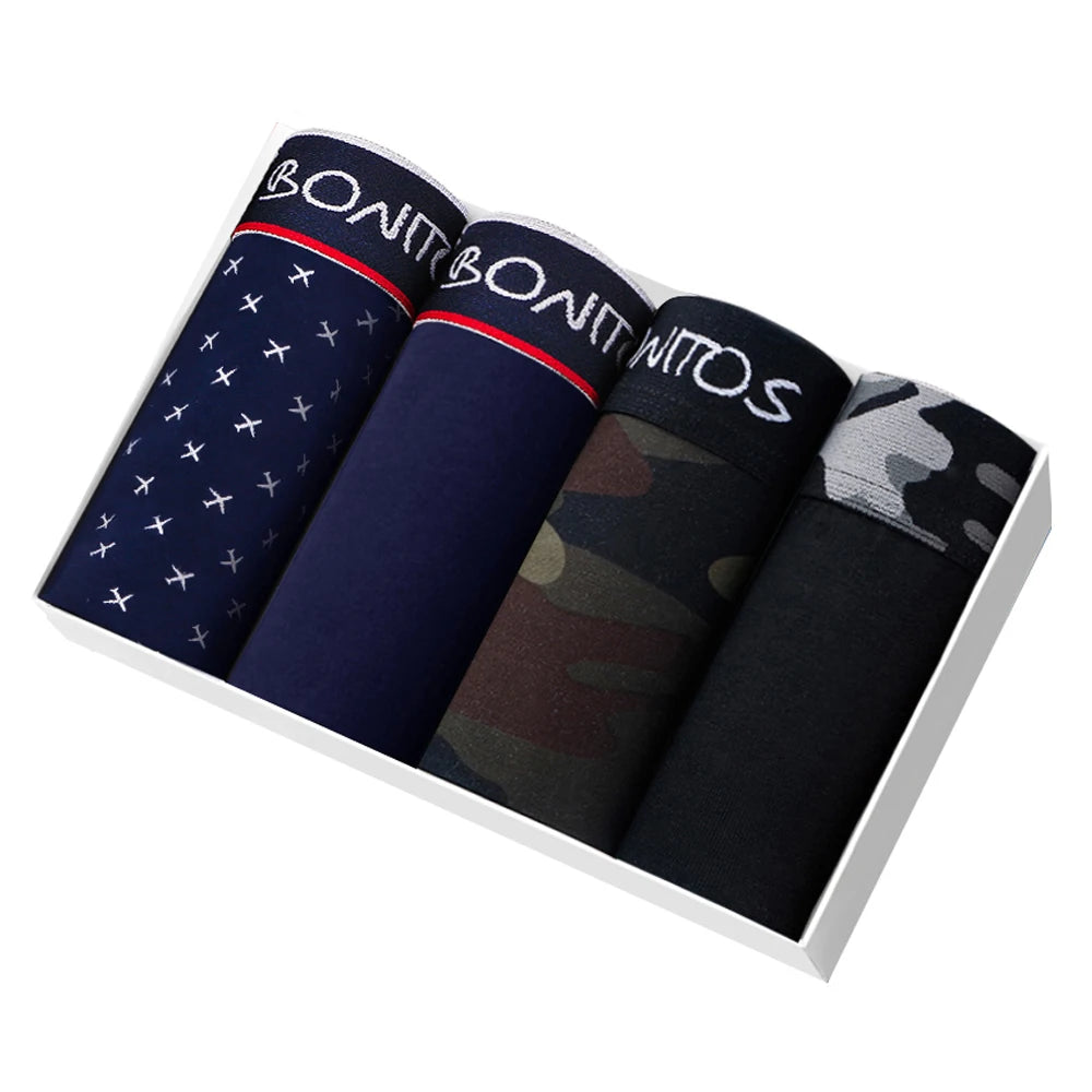 4pcs Cotton Boxers For Man Underwear Sexy Print Men's Panties