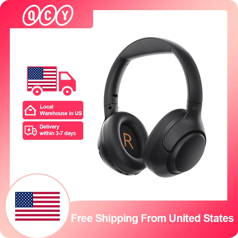 QCY H3 ANC Wireless Headphones Bluetooth 5.4 Hi-Res Audio Over Ear Headset 43dB