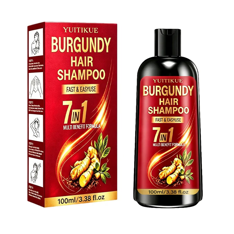 YUITIKUE Burgundy Hair Dye Shampoo 100ml 7-in-1