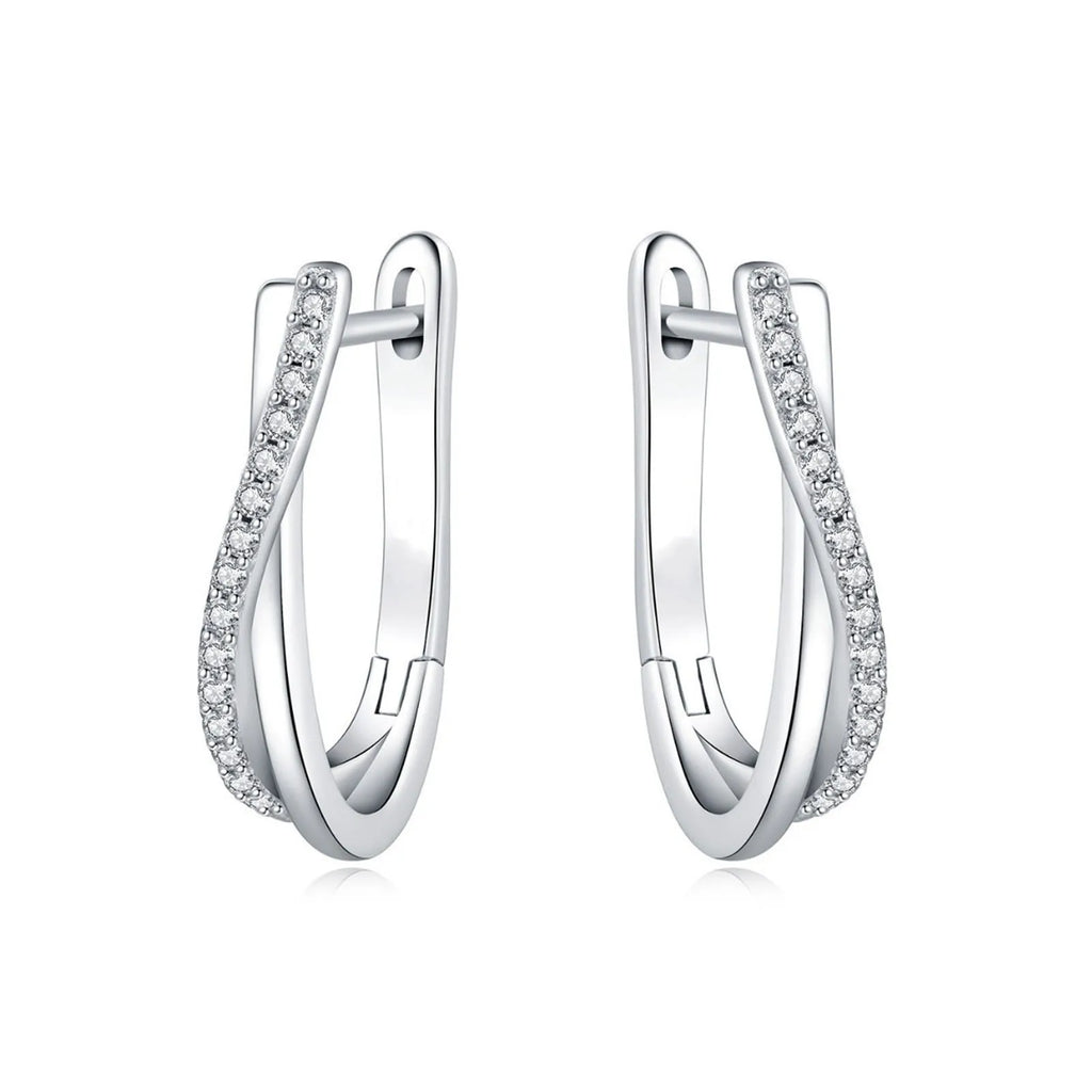 925 Silver Star Twisted Line Earrings Jewelry Versatile Hoop Earrings