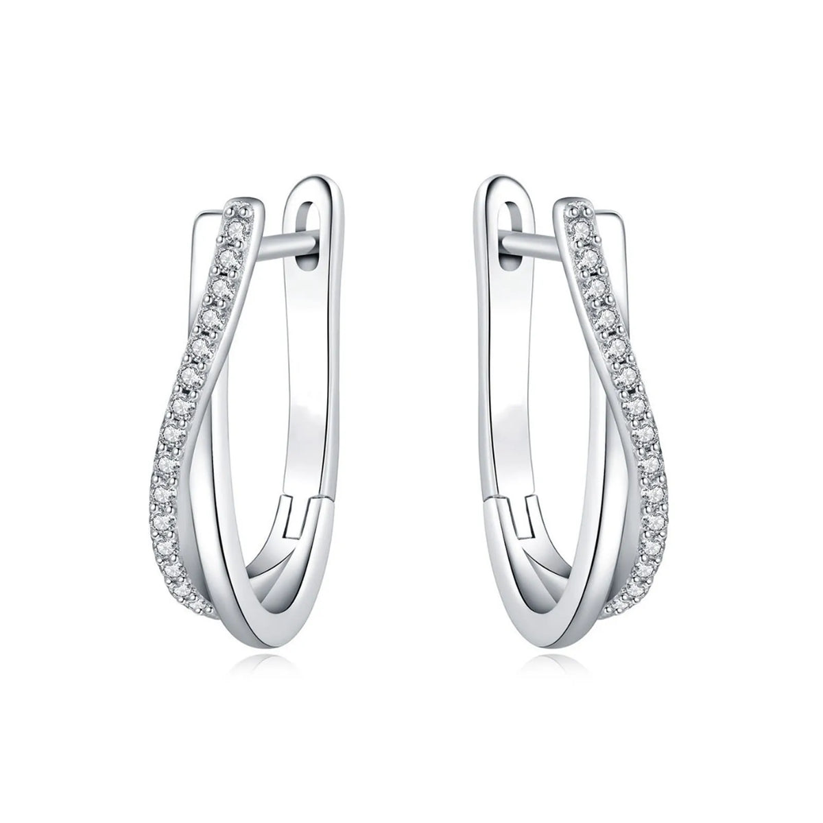 925 Silver Star Twisted Line Earrings Jewelry Versatile Hoop Earrings
