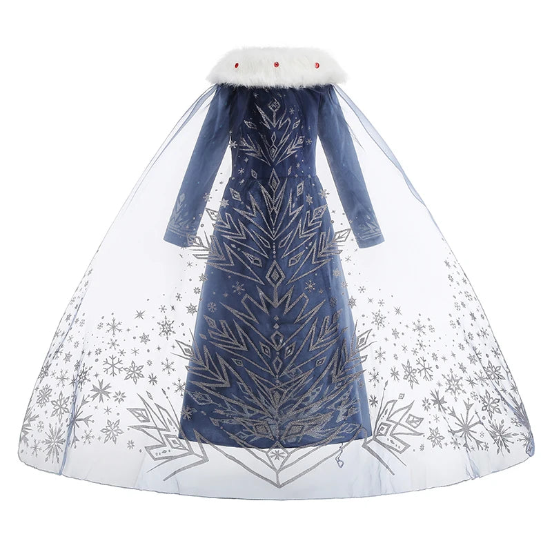Elsa Princess Dress for Girls Birthday Party Carnival Costume Kids Cosplay Snow Queen Evening Long Sleeve 2026 Winter Clothes
