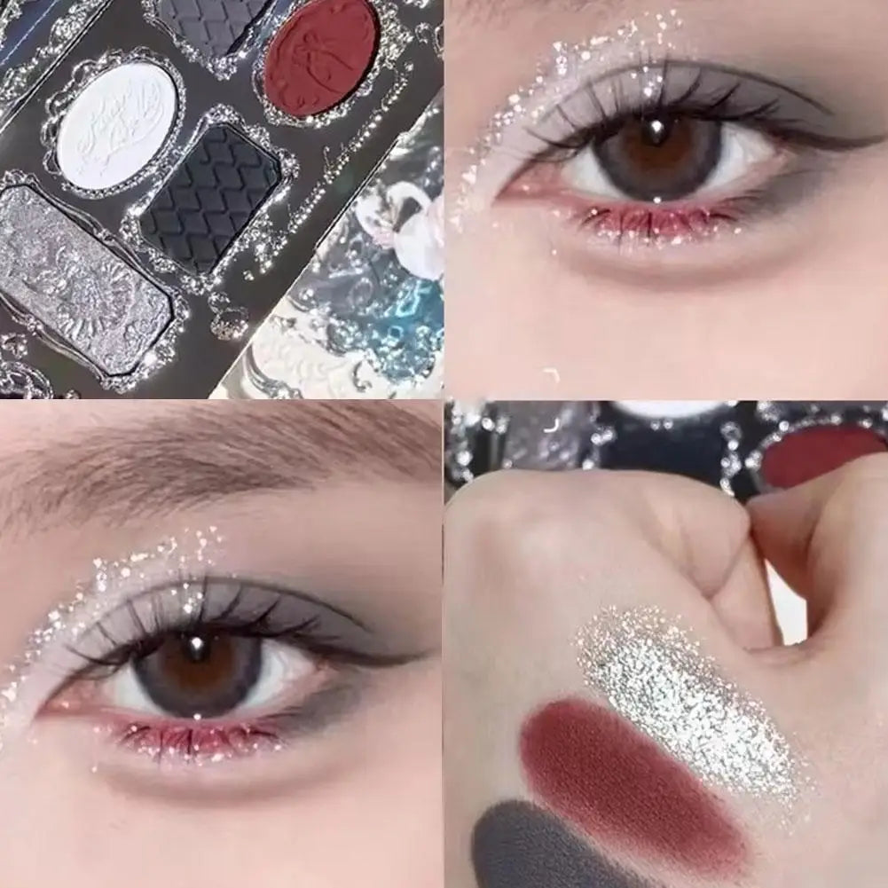6-Color Eyeshadow Palette Matte Shimmer Pearl Glitter, Waterproof Highly Pigmented Long-Lasting Portable Makeup Set