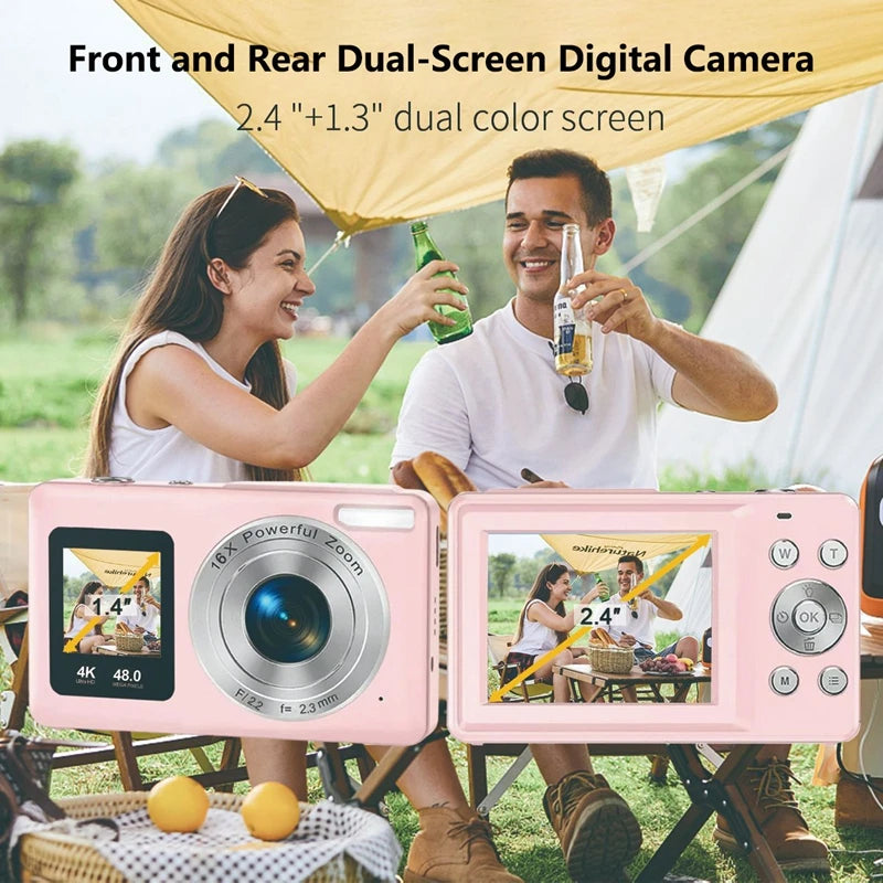 Lenovo 4K Digital Camera 48MP Dual Screen, Auto Focus Anti-Shake 16X Zoom,