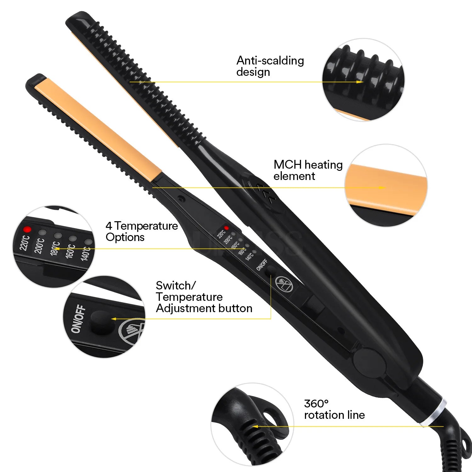 TINSOL 2-in-1 Professional Hair Straightener and Curling