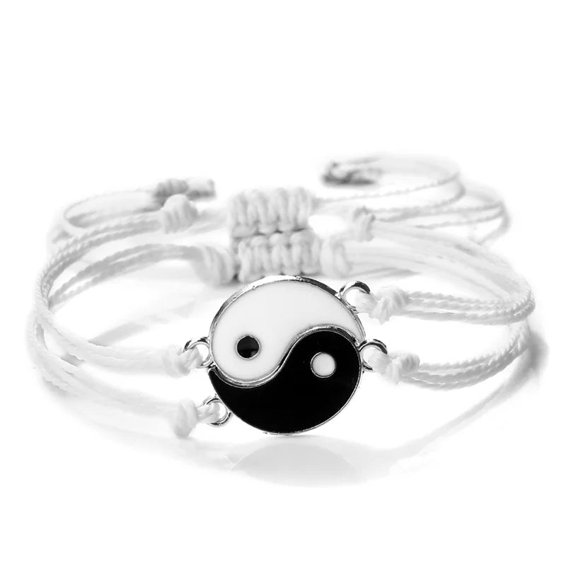 2Pcs/set Dragon Tai Chi Gossip Braided Bracelet for Women Men Best Friends Adjustable Yin Yang Bracelets Fashion Couple Jewelry