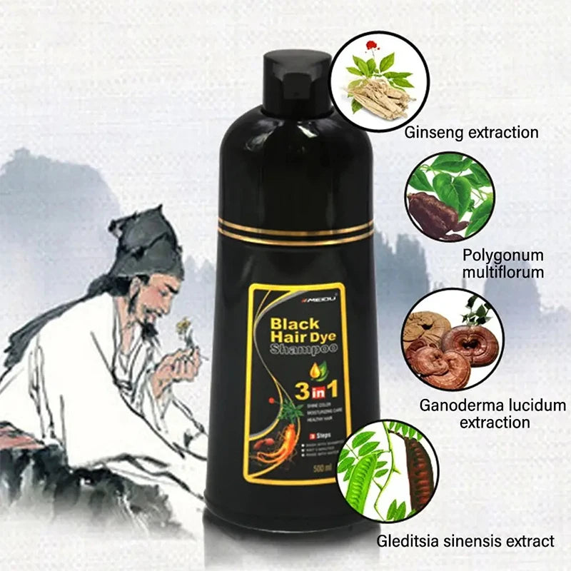 7 Colors 3 In 1 Quick Hair Dye Shampoo Instant Coloring Shampoo Gray White Cover Natural Plant Fast Dye Long Lasting Dye Shampoo
