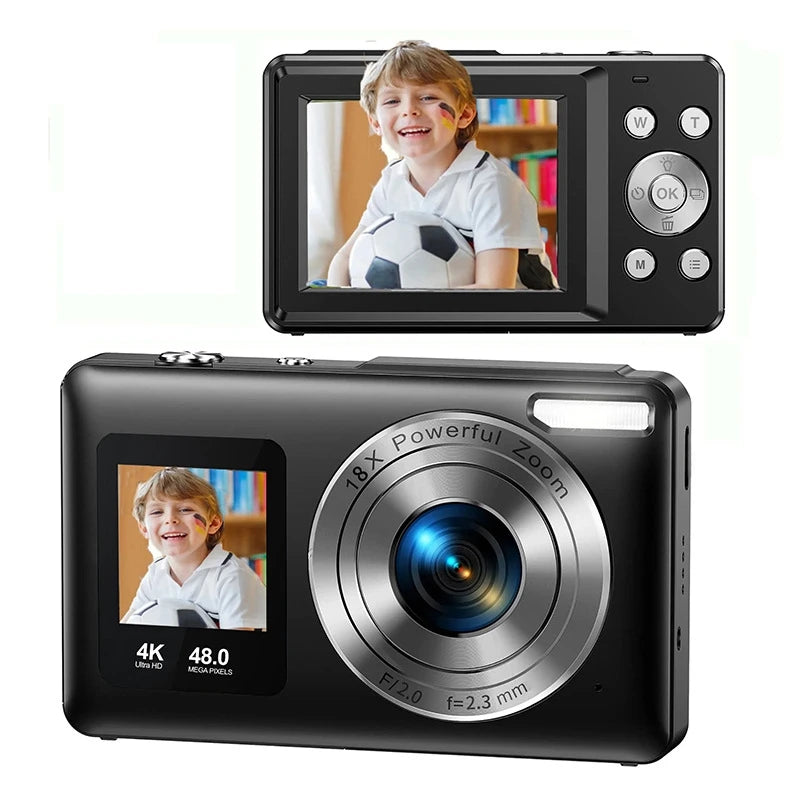 4K Digital Camera 48MP Dual Screen, Auto Focus Anti-Shake 16X Zoom