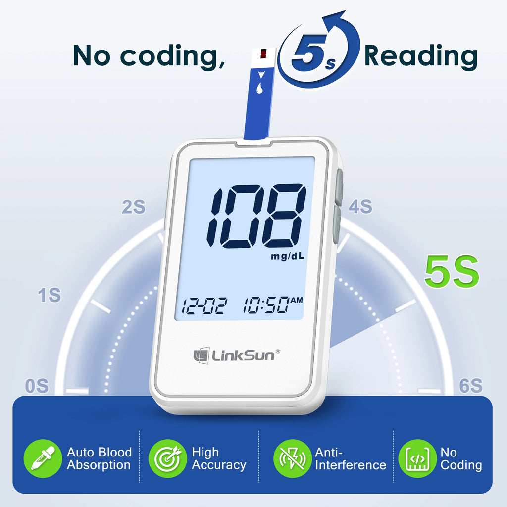 G-425-2 Linksun Blood Glucose Meter Glucometer Kit Diabetes