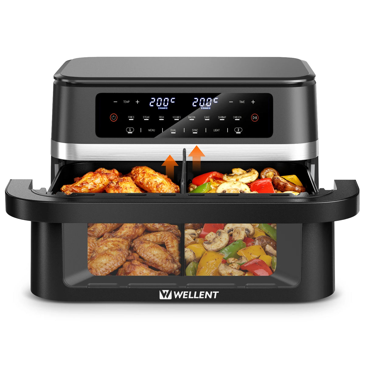 12L Hot Air Fryer Double Pot Simultaneous Cooking 2950W With LED Touch Screen
