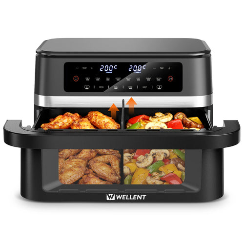 12L Hot Air Fryer Double Pot Simultaneous Cooking 2950W With LED Touch Screen