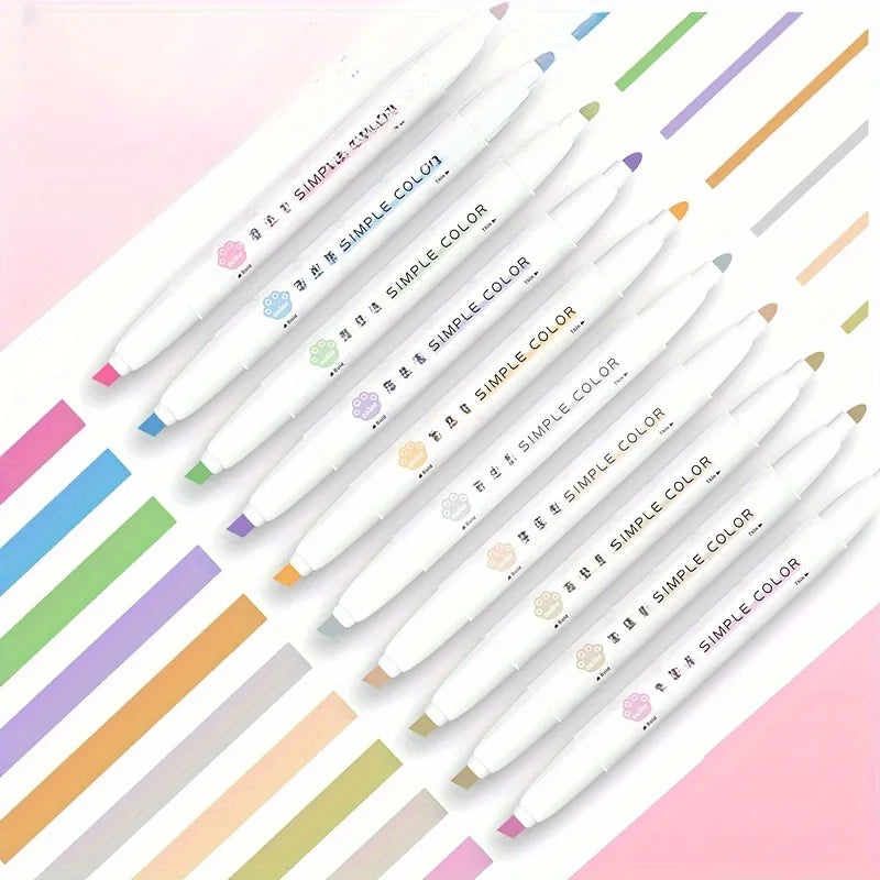 5pcs Dual-Tip Highlighters, 20 Vibrant Colors