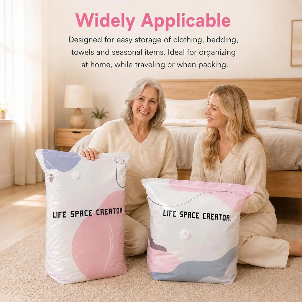 2pcs No Pump Vacuum Bags, Space Saver Compression Storage