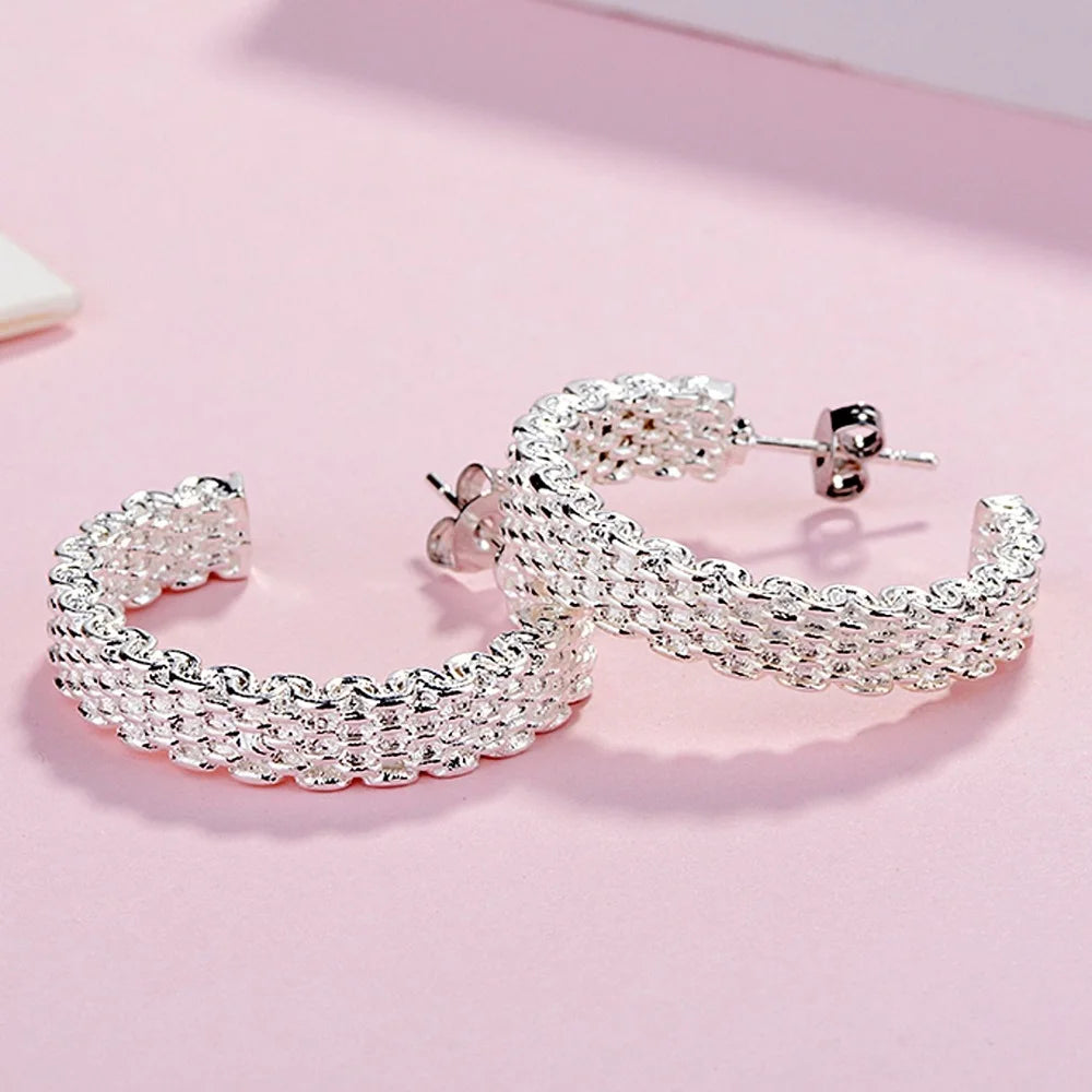 Popular fine 925 Sterling Silver charms stud Earrings for Women