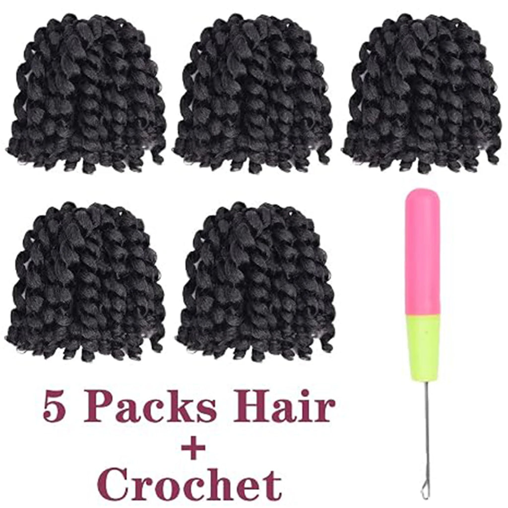 8 Inch 12 Inch Wand Curl Crochet Hair, Pre‑Looped Jamaican