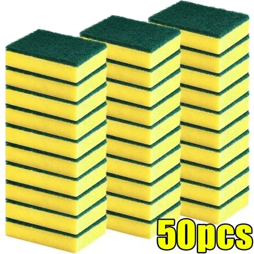 10/30/50PCS Highly Absorbent Double-sided Cleaning Sponge Washing Dish Pot Rust Stain Kitchen Grease Sponge Brush Household Tool